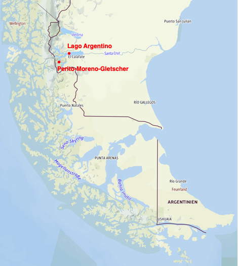 Landkarte 2 Perito Moreno Gletscher