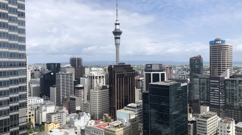 Aussicht von Nadias und Joshs Wohnung über Auckland